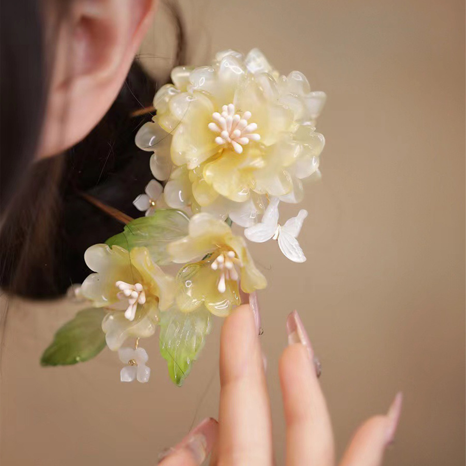 Flower U-shaped Hairpin Chines - Hanbok Hair Pin ulasan dan harga