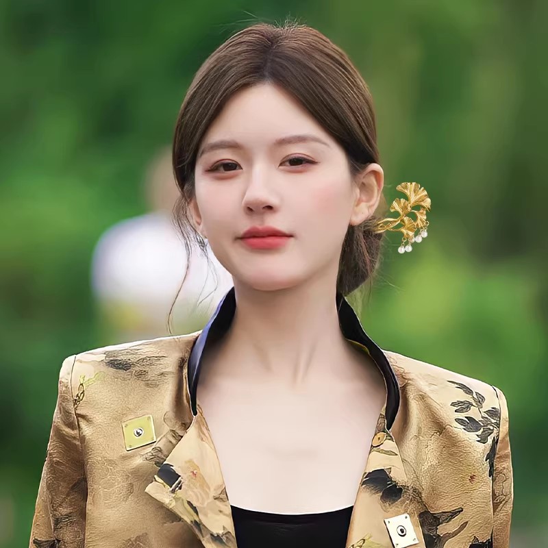 1PC Elegant Golden Ginkgo Leaf - Hanbok Hair Pin ulasan dan harga