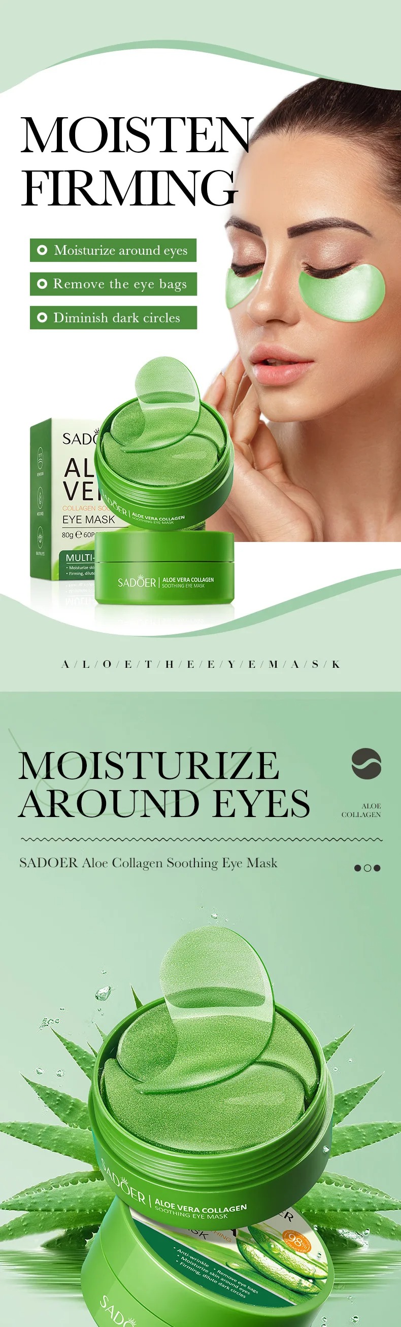 60pcs Aloe Vera Collagen Eye M - Sheet Mask Collagen ulasan dan harga